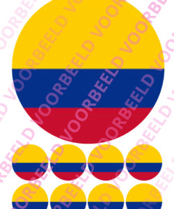Eetbare Taartprint WK Colombia – 18 cm rond + 8 cupcake rondjes
