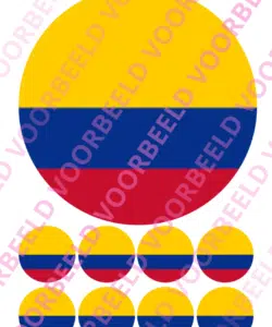 Eetbare Taartprint WK Colombia – 18 cm rond + 8 cupcake rondjes