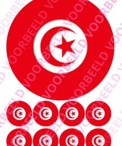 Eetbare Taartprint WK Tunesië – 18 cm rond + 8 cupcake rondjes