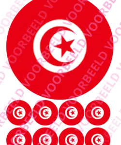 Eetbare Taartprint WK Tunesië – 18 cm rond + 8 cupcake rondjes