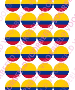 Eetbare Cupcakeprint WK Colombia – 24 cupcake rondjes