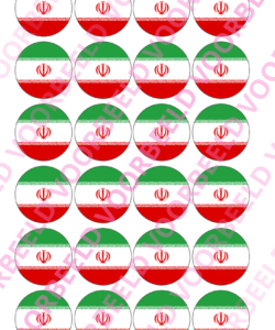 Eetbare Cupcakeprint WK Iran – 24 cupcake rondjes