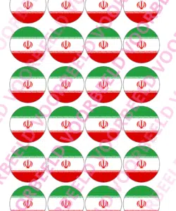 Eetbare Cupcakeprint WK Iran – 24 cupcake rondjes
