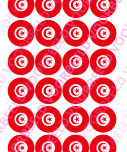 Eetbare Cupcakeprint WK Tunesië – 24 cupcake rondjes