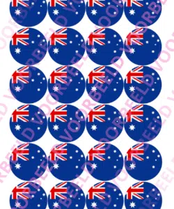 Eetbare Cupcakeprint WK Australië – 24 cupcake rondjes
