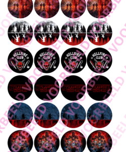 Eetbare Cupcakeprint Stranger Things mix – 24 cupcake rondjes