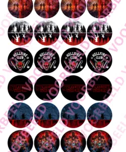 Eetbare Cupcakeprint Stranger Things mix – 24 cupcake rondjes
