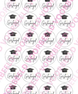 Eetbare Cupcakeprint Geslaagd 2 – 24 cupcake rondjes