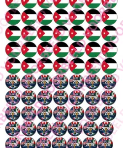 Eetbare Sweets Print WK Jordanië - 70 rondjes van 2,5 cm