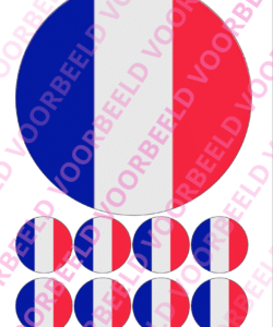 Eetbare Taartprint WK Frankrijk  – 18 cm rond + 8 cupcake rondjes