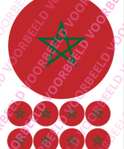 Eetbare Taartprint WK Marokko – 18 cm rond + 8 cupcake rondjes