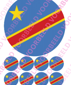 Eetbare Taartprint WK D.R Congo – 18 cm rond + 8 cupcake rondjes