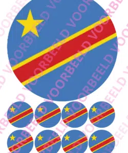 Eetbare Taartprint WK D.R Congo – 18 cm rond + 8 cupcake rondjes