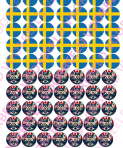 Eetbare Sweets Print WK Zweden - 70 rondjes van 2,5 cm