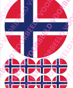 Eetbare Taartprint WK Noorwegen – 18 cm rond + 8 cupcake rondjes