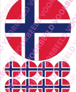 Eetbare Taartprint WK Noorwegen – 18 cm rond + 8 cupcake rondjes