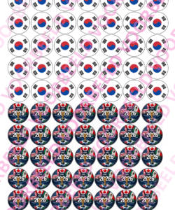 Eetbare Sweets Print WK Zuid-Korea - 70 rondjes van 2,5 cm