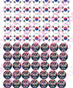 Eetbare Sweets Print WK Zuid-Korea - 70 rondjes van 2,5 cm