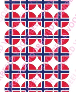 Eetbare Cupcakeprint WK Noorwegen – 24 cupcake rondjes