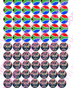 Eetbare Sweets Print WK Zuid-Afrika - 70 rondjes van 2,5 cm