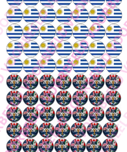 Eetbare Sweets Print WK Uruguay - 70 rondjes van 2,5 cm