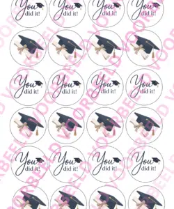 Eetbare Cupcakeprint You Did It! – 24 cupcake rondjes