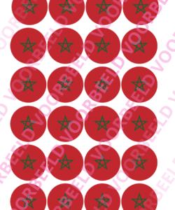 Eetbare Cupcakeprint WK Marokko – 24 cupcake rondjes