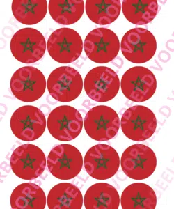 Eetbare Cupcakeprint WK Marokko – 24 cupcake rondjes