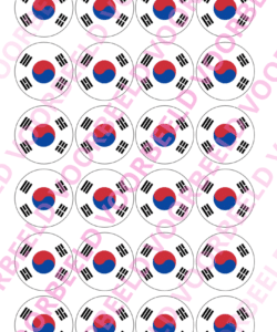Eetbare Cupcakeprint WK Zuid-Korea – 24 cupcake rondjes