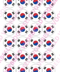 Eetbare Cupcakeprint WK Zuid-Korea – 24 cupcake rondjes