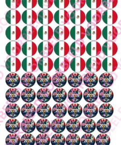 Eetbare Sweets Print WK Mexico - 70 rondjes van 2,5 cm