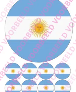 Eetbare Taartprint WK Argentinië  – 18 cm rond + 8 cupcake rondjes