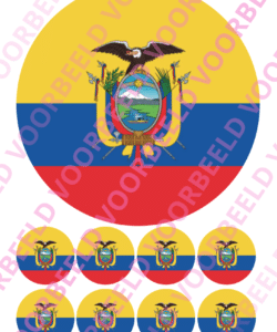 Eetbare Taartprint WK Ecuador – 18 cm rond + 8 cupcake rondjes