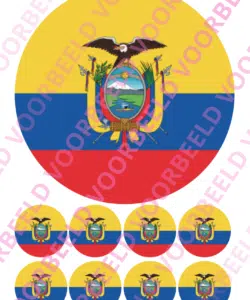Eetbare Taartprint WK Ecuador – 18 cm rond + 8 cupcake rondjes