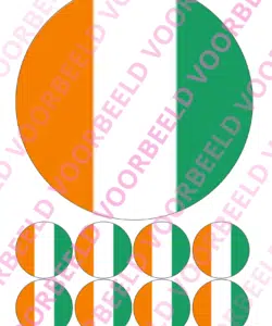 Eetbare Taartprint WK Ivoorkust – 18 cm rond + 8 cupcake rondjes