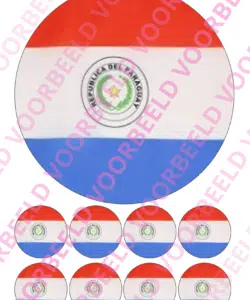 Eetbare Taartprint WK Paraguay – 18 cm rond + 8 cupcake rondjes