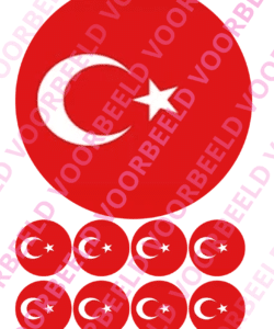 Eetbare Taartprint WK Turkije – 18 cm rond + 8 cupcake rondjes