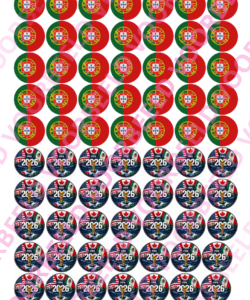 Eetbare Sweets Print WK Portugal - 70 rondjes van 2,5 cm