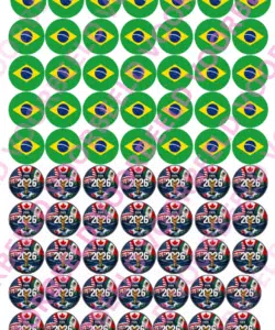 Eetbare Sweets Print WK Brazilië - 70 rondjes van 2,5 cm