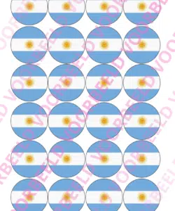 Eetbare Cupcakeprint Argentinië – 24 cupcake rondjes