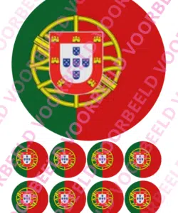 Eetbare Taartprint WK Portugal – 18 cm rond + 8 cupcake rondjes