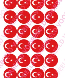 Eetbare Cupcakeprint WK Turkije – 24 cupcake rondjes