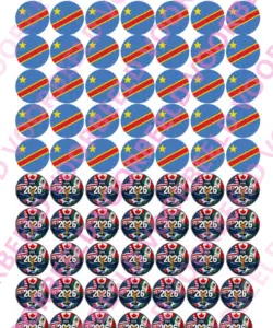Eetbare Sweets Print WK D.R Congo - 70 rondjes van 2,5 cm