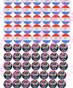 Eetbare Sweets Print WK Paraguay - 70 rondjes van 2,5 cm