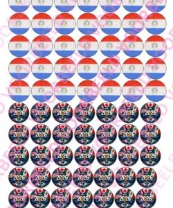 Eetbare Sweets Print WK Paraguay - 70 rondjes van 2,5 cm