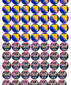Eetbare Sweets Print WK Bosnië en Herzegovina - 70 rondjes van 2,5 cm
