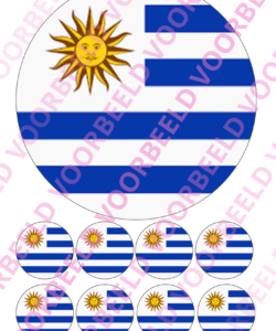Eetbare Taartprint WK Uruguay – 18 cm rond + 8 cupcake rondjes