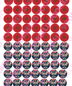 Eetbare Sweets Print WK Marokko - 70 rondjes van 2,5 cm