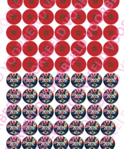 Eetbare Sweets Print WK Marokko - 70 rondjes van 2,5 cm
