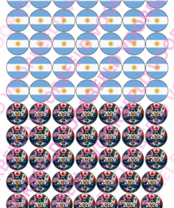 Eetbare Sweets Print WK Argentinië - 70 rondjes van 2,5 cm